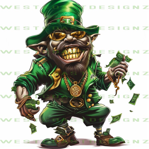 Cash Money Black Leprechaun 1, St. Patrick's Day, African American Leprechaun, Amazing Ai Generated Art, PNG, JPEG, SVG, High Resolution