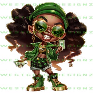 Hot Girl Leprechaun 6, African American, St. Patrick&#39;s Day, Cash Money Leprechaun, Amazing Ai Generated Art, PNG, JPEG, SVG, High Resolution