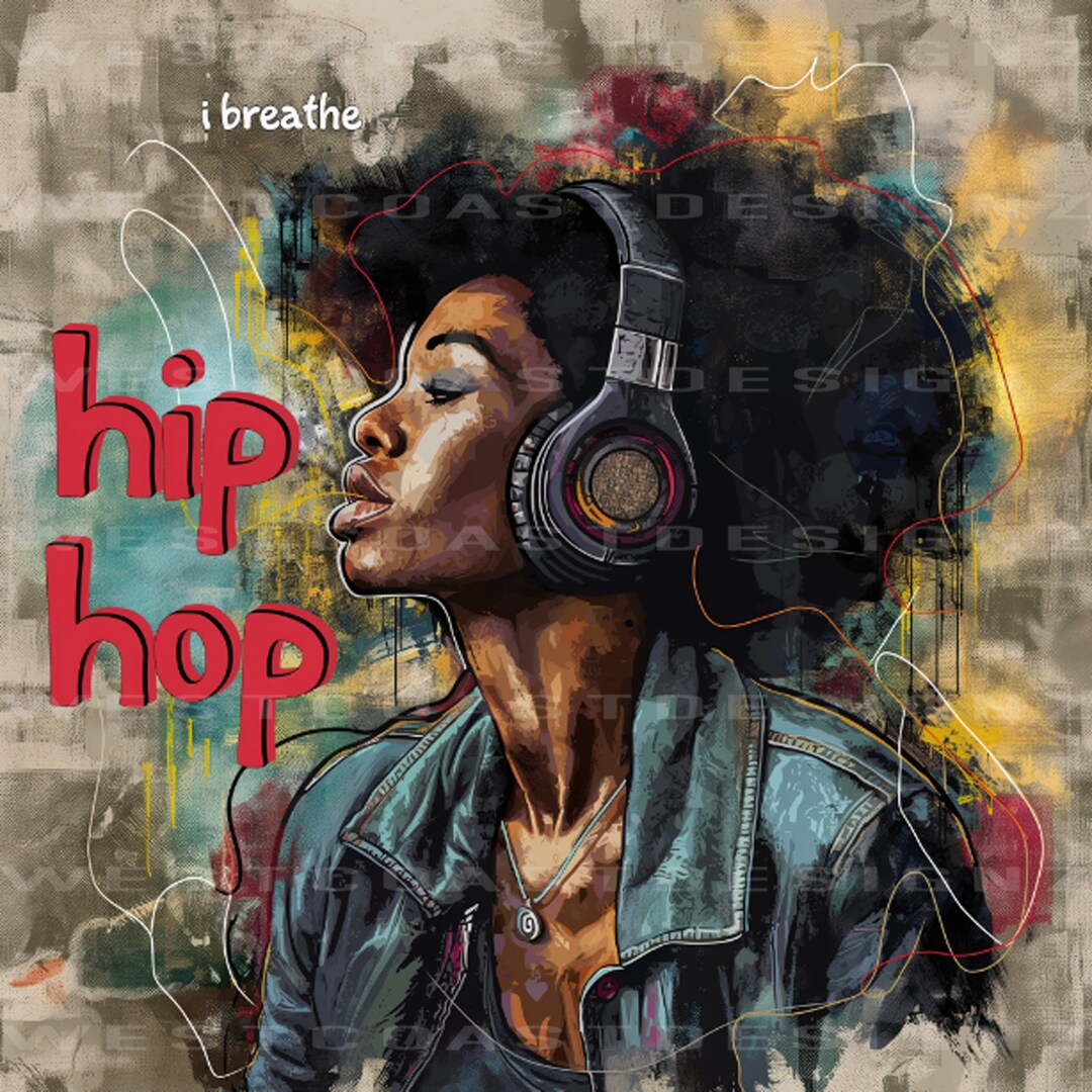 Urban Music Vibes - Orange Jacket & Headphones Art 100x70cm