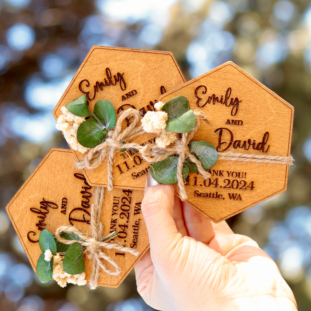 Wedding Thank You Favor, Wooden Hexagon Favor for Guests in Bulk ...