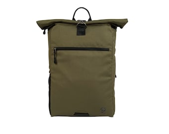 ROLLTOP BACKPACK PIET - Thoughtful, sustainable with laptop compartment & anti-theft pocket, made from recycled pet bottles - 15-22L