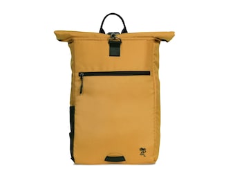 ROLLTOP BACKPACK PIET - Thoughtful, sustainable with laptop compartment & anti-theft pocket, made from recycled pet bottles - 15-22L