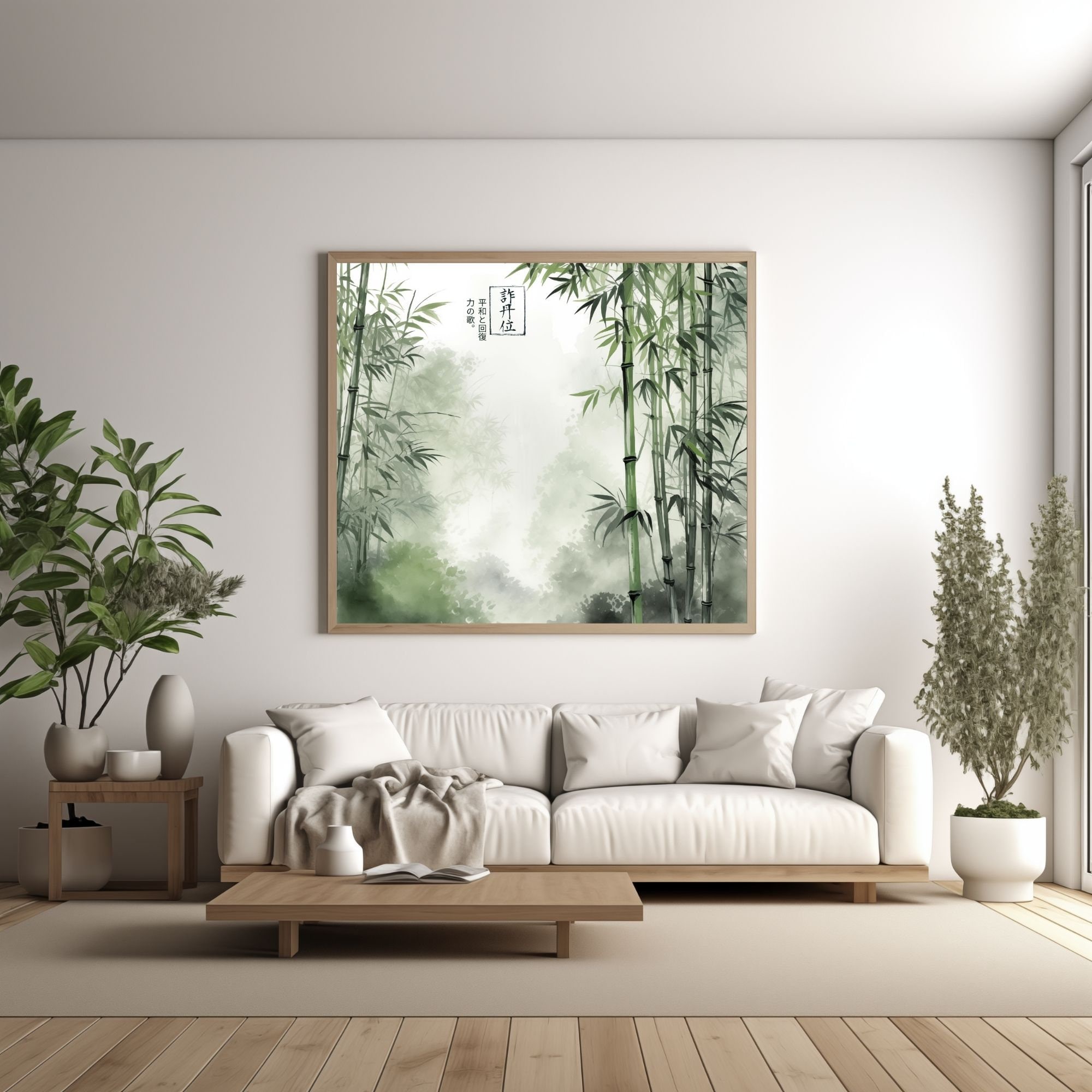 Serene Bamboo Forest Art Print Sage Green Misty Japanese Bamboo Grove ...