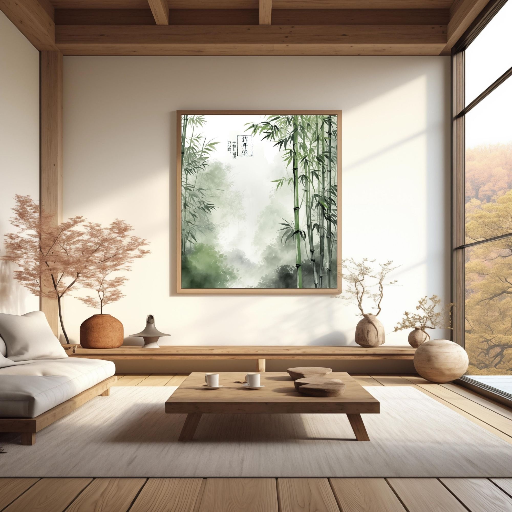 Serene Bamboo Forest Art Print Sage Green Misty Japanese Bamboo Grove ...
