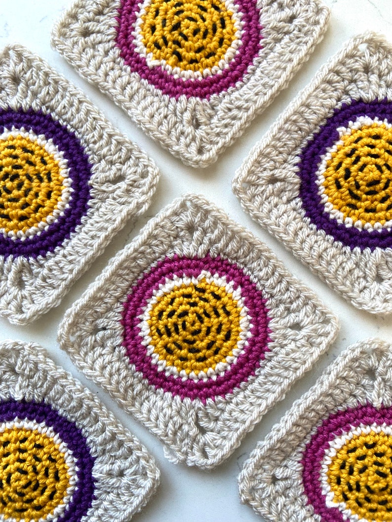Passion Fruit Granny Square Crochet Pattern - Etsy