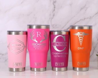 Personalized Yeti Tumbler, Custom Name Travel Mug, Laser Engraved Tumbler, Stainless Steel water cup, Bridesmaid Tumbler, Insulated Tumbler