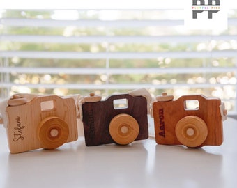 Wooden Baby Toys Personalized Camera - Wood Nordic Cute Camera, Toy for Kids, Wooden DIY Present, Pretend Play Classic Wooden Camera