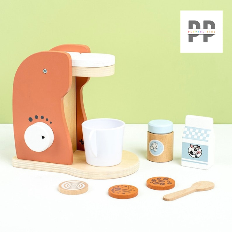 Children's Coffee Machine Kitchen Toys Wooden Montessori Toy Sets Kids Pretend Play, Cosplay Early Education Educational Toys Gifts Coffee Machine