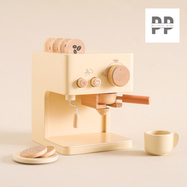 Kinderkaffeemaschine Küchenspielzeug - Montessori Spielzeugset aus Holz - Kinder Cosplay Spielhaus - Frühe Bildung Lernspielzeug Geschenke