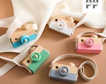 Wooden Baby Toys Fashion Camera - Wood Pendants Montessori Toys For Kids - Wooden DIY Present - Nursing Gift - Baby Block - Handmade
