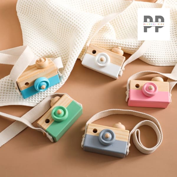 Wooden Baby Toys Fashion Camera - Wood Pendants Montessori Toys For Kids - Wooden DIY Present - Nursing Gift - Baby Block - Handmade