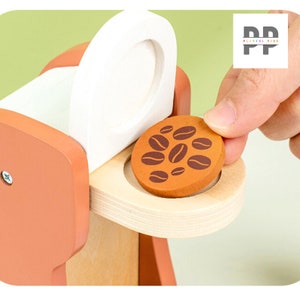 Children's Coffee Machine Kitchen Toys Wooden Montessori Toy Sets Kids Pretend Play, Cosplay Early Education Educational Toys Gifts zdjęcie 6