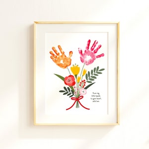 Mother&#39;s Day Handprint Art Printable | DIY Personalized Gift for Mom | Grandma Craft for Kids| Preschool Art Craft | Baby Keepsake Wall Art