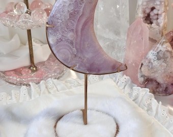 Purple pink amethyst with quartz mix moon