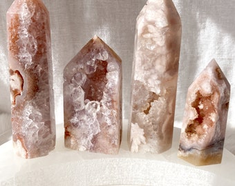 Pink Flower Agate Sugar Druzy Mini Tower