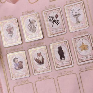 Rosé Lenormand Mini Orakel Deck: Romantische Liebeslesekarten + Teppich Set