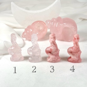 Mini Pink Opal & Rose Quartz mermaid carvings