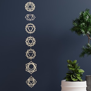 Wooden Chakra Decoration Wall Hanging Spiritual Gift for Meditation Room Decor Yoga Studio Wall Art Chakra Symbol Energy Display Zen Accent