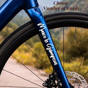 Unique cycling gift idea with a personalized bike name sticker made for road bike lovers and outdoor enthusiasts. This custom bike frame decal is perfect for adding identity to your bicycle, whether for racing, training, or casual rides. Waterproof and long-lasting vinyl ensures durability in all weather conditions. Ideal for cycling team decals, custom labels, or bike accessories that combine style and performance.