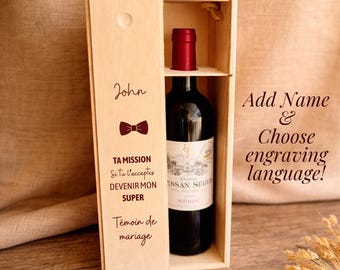 Coffret à Vin Personnalisé Boîte Cadeau Demande Témoin Mariage Cadeau Mariage Meilleur Ami Boîte à Vin Gravée Cadeau EVG Frère Idée Cadeau
