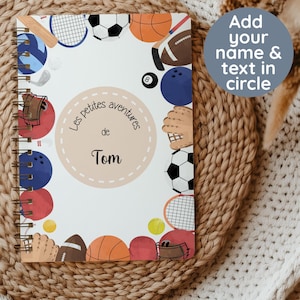 Personalized Sports Notebook for Boys Custom Name Journal Teen School Supplies Football Soccer Gift Back to School Youth Writing Notebook
