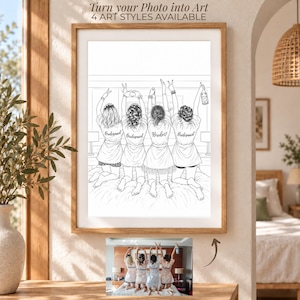 Portrait Personnalisé Impression Cadeau Mariée EVJF Fête Photo Sur Mesure Illustration Line Art Bridal Shower Demoiselle Mariage Souvenir