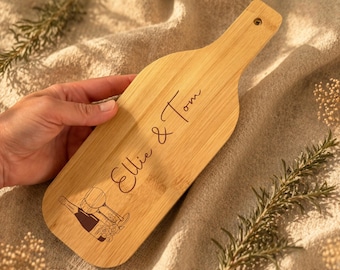Wine Tool Set Bamboo Corkscrew Kit Engraved Couple Gift Housewarming Idea Wedding Present Anniversary Celebration Barware Organizer Bottle