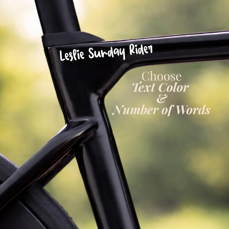 Stylish bike frame sticker with custom name, perfect for road bike riders and cycling enthusiasts. This personalized decal is designed for easy application and strong outdoor durability. Great for bike lovers, cycling teams, or as a thoughtful gift for cyclists. Suitable for gravel bikes, MTB, or road cycling setups, it adds a clean and modern touch while enhancing your bike personalization.