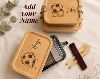 Personalized Name Lunch Box Football Boy Gift Idea School Soccer Lover Bento Box Boy Sport Birthday Gift Idea for Boy Meal Prep Container