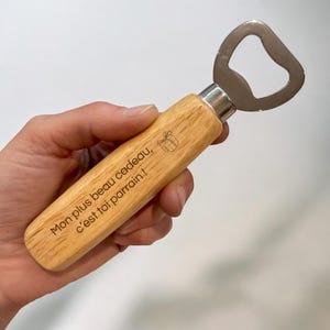 Personalized bottle opener engraved godfather gift godfather proposal baptism gift custom wood bottle opener Father's Day gift for men