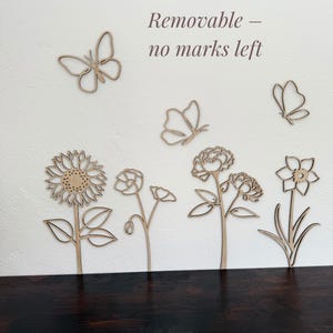 Nursery Room Decor Girl Wooden Flowers Wall Decor Kids Room Wall Art Nursery Boho Baby Shower Gift Newborn Handmade Natural Butterfly Decor