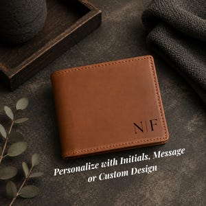 Portefeuille en Cuir Personnalisé Cadeau Homme Accessoire Bifold Gravé Porte-Argent Initiales Monogramme Organiseur de Cartes sur Mesure