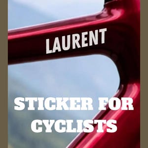 May include: A blue and red bicycle with custom name stickers. The image includes the text "GIFT READY", "CUSTOM BIKE NAME", "STICKER FOR CYCLISTS", and "CUZTOMIZATION GIFTS".