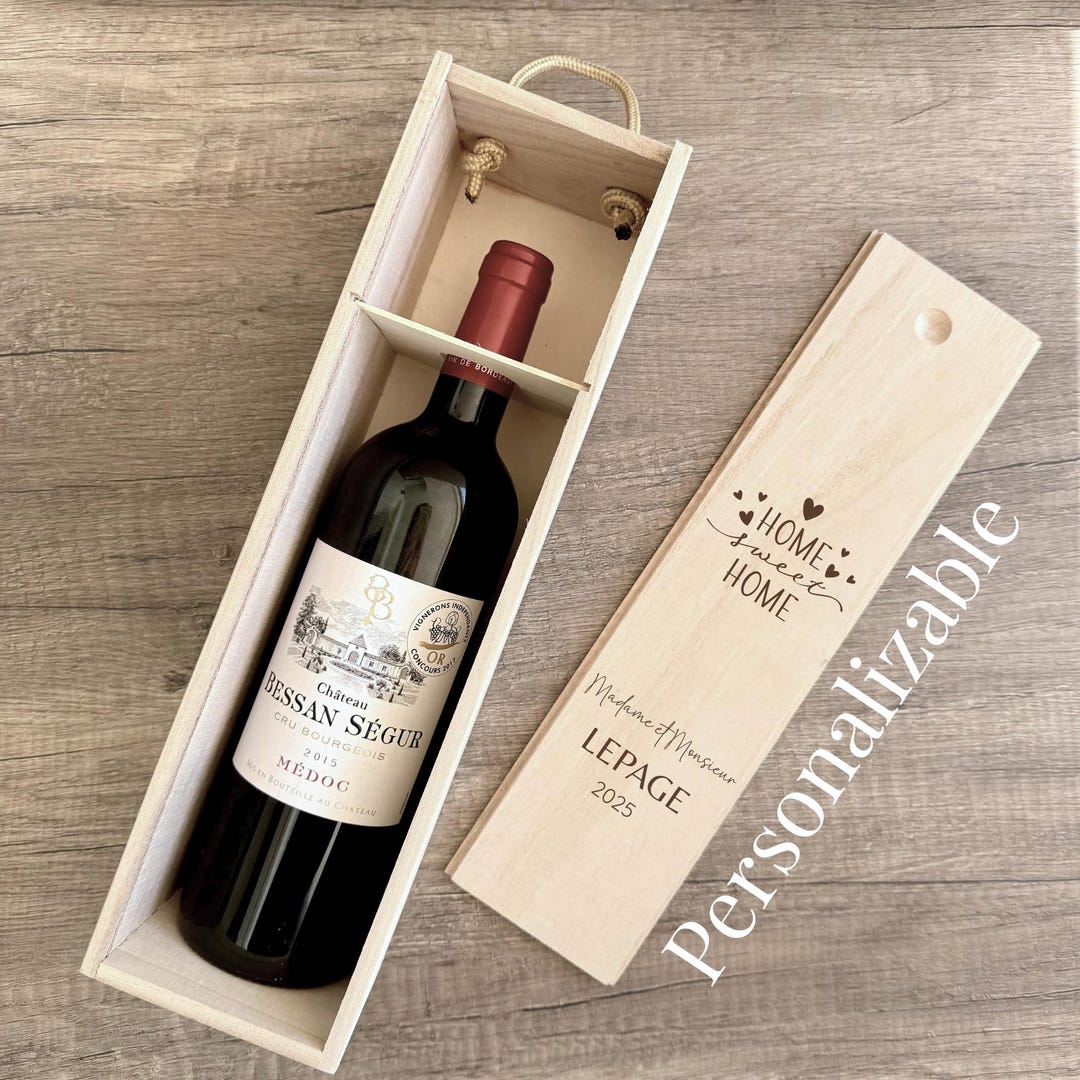 Custom Wine Gift Box Housewarming Gift Wooden Wine Box Welcome Home ...