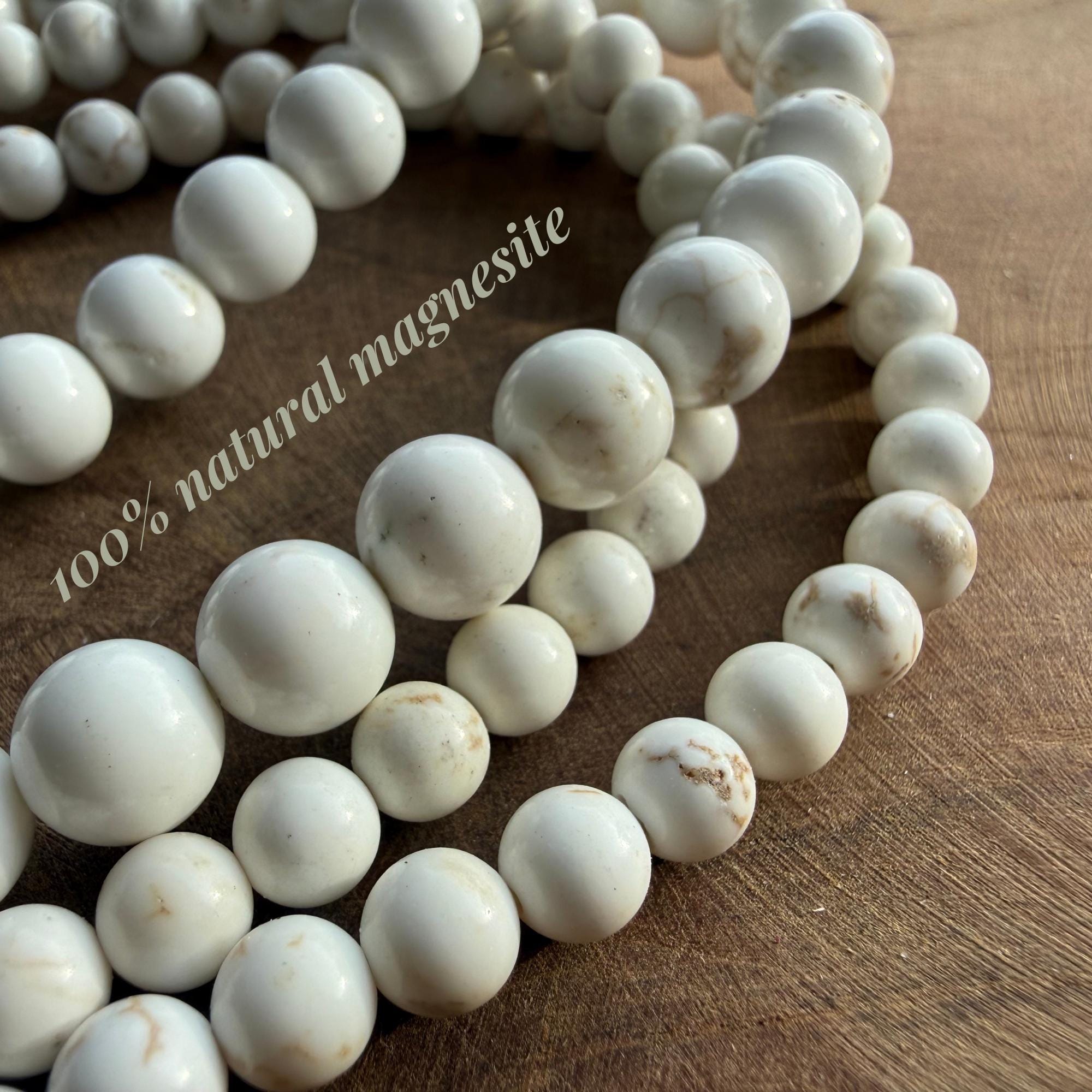 Lot De 24 Perles En Magnésite Naturelle - Diamètre 8mm, Neuf, Pour Création De Bijoux