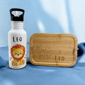 Boite repas personnalisée lunchbox inox gravée bento avec couvercle bambou gourde personnalisée tasse prénom cadeau école travail écologique