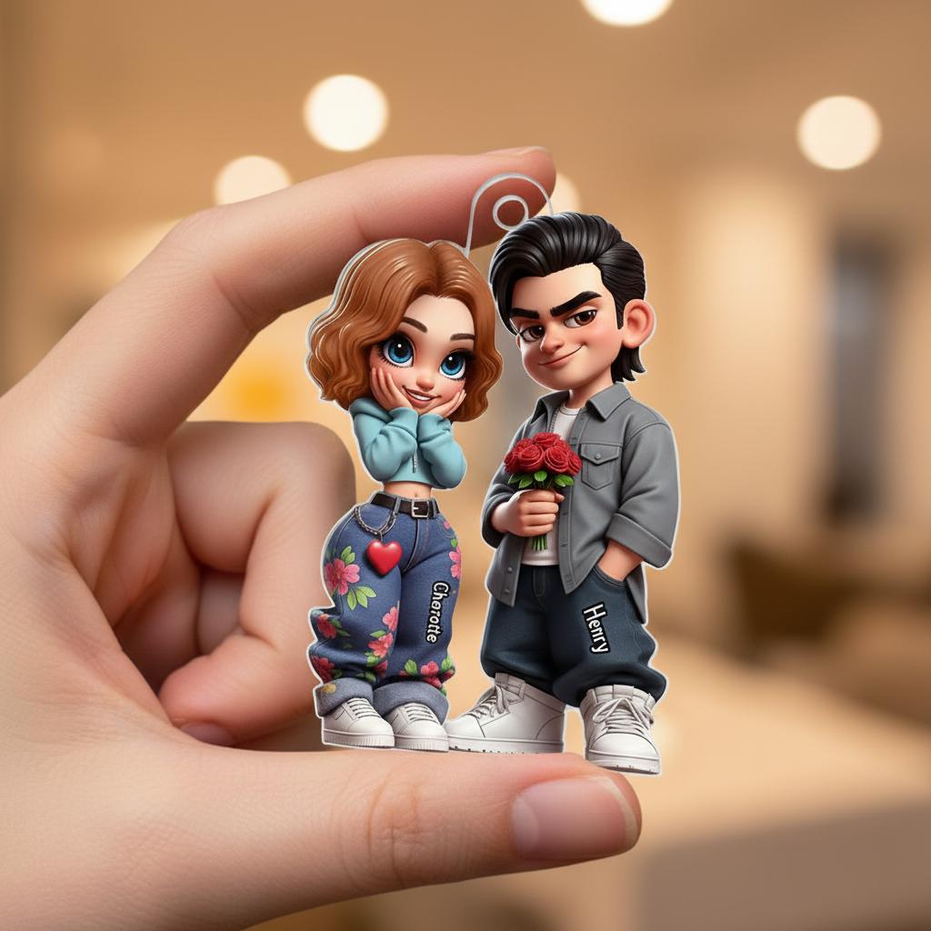 Y2k Couple Personalized Ornament Personalized Camping Acrylic Ornament - Woman/ Couple Camping Camping Couple - Personalized Acrylic Car Ornament Display