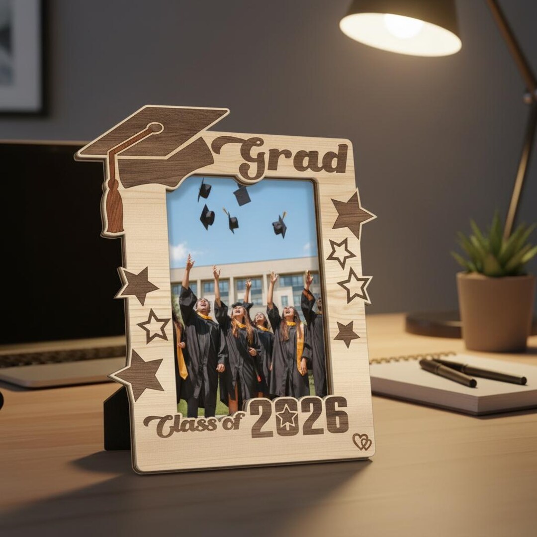 Personalization Grad Photo Frame Personalized Graduation Photo Frame Class of 2026, Wooden Grad Picture ...