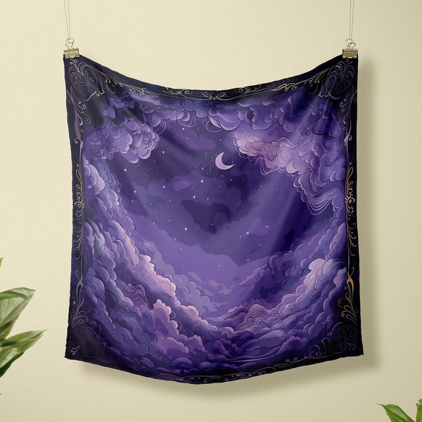 Purple Bandana Cottagecore Fashion Night Sky Fairycore Tapestry Moon Wall Art  Fairycore Fashion Accessories Witchy Presents Gift for Witch