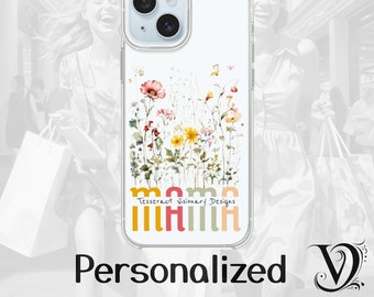 Wildblumen Mama Clear iPhone Handy Hülle: Transparent Personalisierter Schutz mit Stil, schlank, transparent, kratzfest. Für Mütter unterwegs