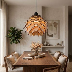 Plafondlamp multiplex blad, moderne, op de natuur geïnspireerde lasergesneden hanglamp