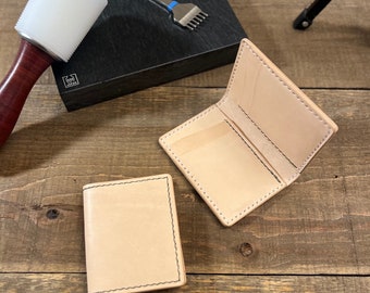 The Cyrus - 6 Pocket Bifold Vertical Leather Wallet, Natural Vegetable Tanned, Minimalist Designer, Handmade in BC, Canada