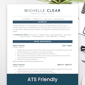 ATS Resume Template for Microsoft Word and Apple Pages Resume, ATS Compliant Resume, Instant Download One Column Resume Template CV template