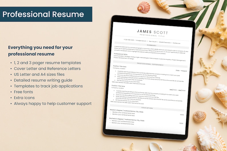 ATS Friendly Resume Template, Word and Pages Resume, ATS Compatible