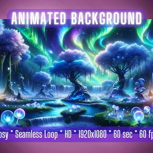 Animated background Aurora Mystic Falls | Vtuber background | Twitch stream overlay| zoom background | virtual background |