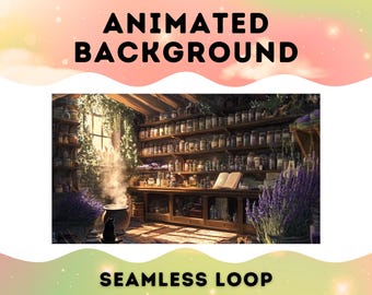 VTuber Background | Herbalist's Secret Nook | Animated Background | Stream Overlay | Zoom Background | Twitch Overlay