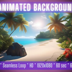 Animated background |Vtuber background | Tropical Beach sunshine| stream overlay| zoom background | virtual background | Twitch Overlay