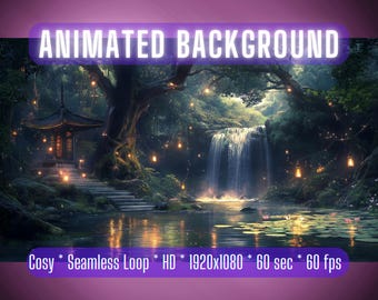 VTuber Background | Mystical Waterfall Sanctuary | Animated Background | Stream Overlay | Zoom Background | Twitch Overlay