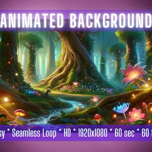 Animierter Hintergrund Verzauberte Waldruhe | Vtuber Hintergrund | Twitch-Stream Overlay | Hintergrund vergrößern | virtuellen Hintergrund |
