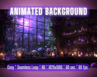 VTuber Background | Celestial Potion Lab | Animated Background | Stream Overlay | Zoom Background | Twitch Overlay